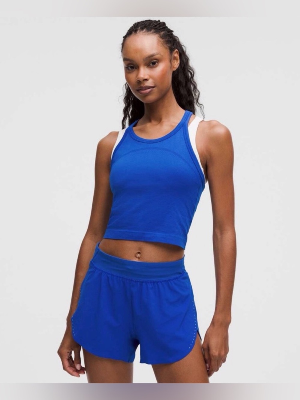 Lululemon Blue Swiftly Tech Cropped Racerback Tank 2.0